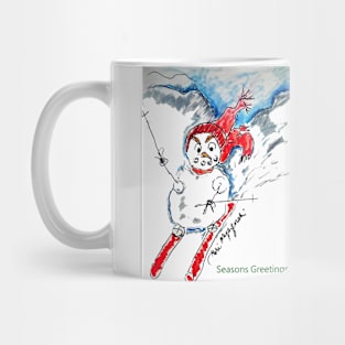 A Snowman Skiing Down the Slopes Mug